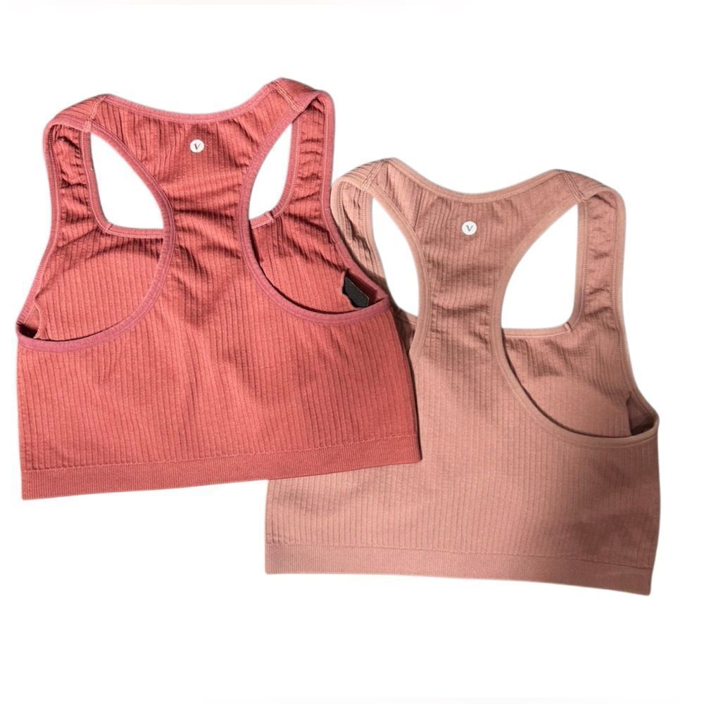 Velocity Ribbed Sports Bra in Mauve Rust Set Size Medium